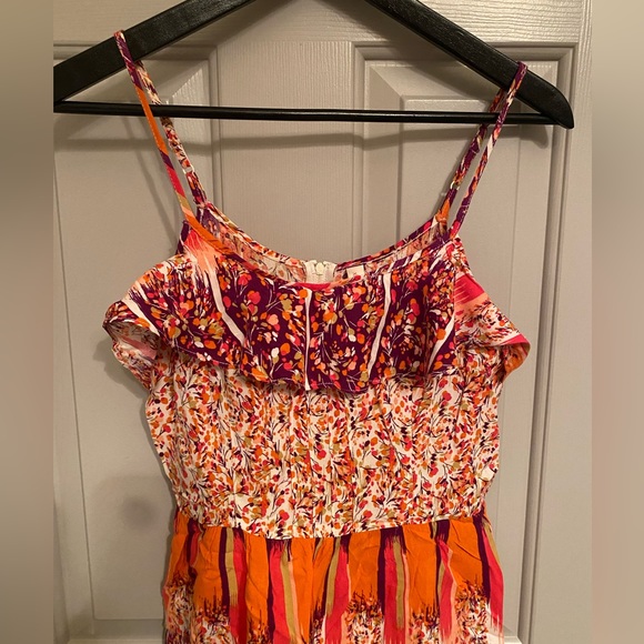XHILARATION Colorful Printed Summer Dress with Ruffle Neckline SZ M - Picture 3 of 6